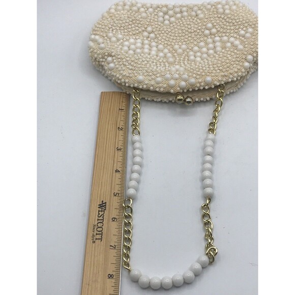 John Wind Purse/Clutch White Beaded Mid Century Style Made In Hong Kong - Picture 2 of 5